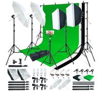 Linco Lincostore photo video studio luce kit AM169 - incluso 3 fondali colore (nero/bianco/verde) sfondo schermo
