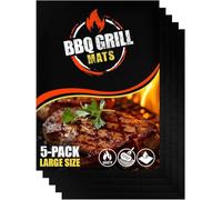 Linda's Essentials Tappetini per barbecue per barbecue all'aperto (confezione da 5), 32 x 40 cm, riutilizzabili, resistenti al calore, per barbecue all'aperto, antiaderenti, facili da pulire, per