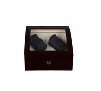 Lindberg & Sons UB8222brcr Watch Winder per 2 orologi automatici con luci a LED Similpelle Legno marrone e Velluto colore crema
