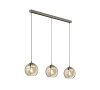 Lindby 3 Luci Lampada a sospensione vintage industriale sfera, Plafoniera da soffitto per Cucina Caffè Bar Lampadario Sala pranzo Soggiorno moderno LED Stile Edison Nordico Vetro ambrato