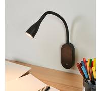 Lindby Applique a LED Enna, 34 cm, nero, interruttore, USB LINDBY