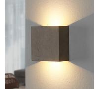 Lindby applique a LED Yva, grigio, cemento, 13 x 13 cm, up/down LINDBY
