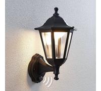 Lindby Applique da esterni LED Iavo, sensore, nero, lanterna LINDBY