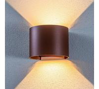 Lindby Applique da esterno a LED Nivar, rotonda, ruggine, metallo, IP54 LINDBY