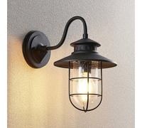 Lindby Applique da esterni Kyan – dimmerabile, nero, E27, IP44, altezza 32 cm