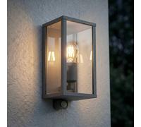 Lindby Applique da esterno Peldar, antracite/trasparente, 26 cm, sensore LINDBY