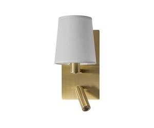 Lindby Applique da Parete con Luce Lettura, Camera Letto o Soggiorno Lampada Comodino in Tessuto Abat Jour Muro Stile Classico Per Leggere Ottone