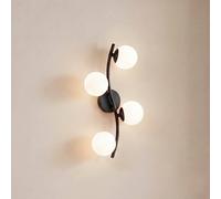 Lindby Applique Josiana, opale/nero, 48 cm, sfera, vetro LINDBY