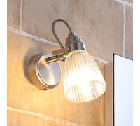 Lindby applique per il bagno Kara, altezza 21 cm, vetro, IP44, G9 LINDBY