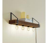 Lindby applique Vatana, legno, spina, porta USB, 80 cm LINDBY