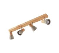 Lindby Faretti LED da Soffitto Orientabili, Lampadario con 4 Lampada Plafoniera per Cucina Soggiorno Camera Letto Luci E14 Legno e Cemento Stile Moderno Scandinavo