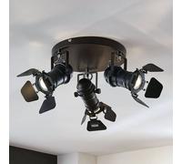 Lindby Faretto da soffitto Tilen, a 3 luci, nero, metallo, Ø 54 cm LINDBY