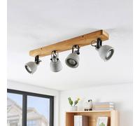 Lindby Faretto Mitis, 70 cm, a 4 luci, grigio, legno, cemento, GU10 LINDBY