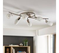 Lindby fatto Arda, 75 cm, a 6 luci, nichel, vetro, E14 LINDBY