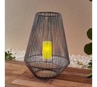 Lindby Kaati lanterna LED solare, rattan, 37 cm LINDBY