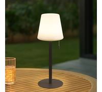 Lindby Lampada a batteria a LED Azalea, bianco/marrone, 45 cm, CCT, IP44 LINDBY