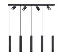 Lindby Lampada a Sospensione 9 Luci Nera 116 cm, Lampadario con Faretti Orientabili e Pendenti Cilindrici GU10 Moderne Lampade Sospese per Cucina Sala da Pranzo Soggiorno