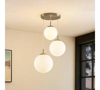 Lindby lampada a sospensione Heleska, bianco, vetro, a 3 luci, Ø 47 cm 4018305