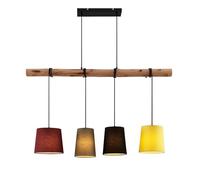 Lindby Lampada a sospensione in legno e tessuto, lampada con ramo di Lampadario Stile Rustico per Tavolo da Pranzo Isola Cucina o Taverna Camera Letto 4x E27