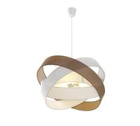 Lindby Lampada a Sospensione Moderna in Tessuto, da Soffitto Pendente Stile Vintage Retrò Lampadario LED Accogliente per Camera Letto Cucina Soggiorno Bianco e Marrone 60cm