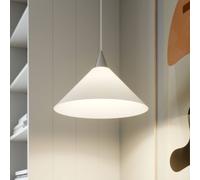 Lindby lampada a sospensione Petra, bianco, vetro, Ø 40 cm, cono, E27 LINDBY