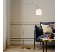 Lindby Lampada ad arco Cynthia, color ottone, vetro, 140 cm, E27 LINDBY