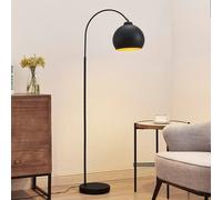 Lindby lampada ad arco Minali, nera, metallo, altezza 148 cm, E27 LINDBY