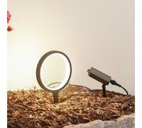 Lindby Lampada con picchetto a terra solare Syrene, 18 cm, nero, alluminio LINDBY