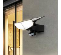 Lindby Lampada da parete solare a LED Naelin, nera, sensore, IP44 LINDBY