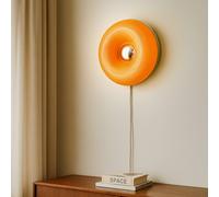 Lindby Lampada da tavolo/applique a LED Fjora, arancione/cromo, Ø30cm, LINDBY