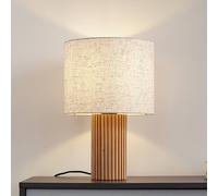 Lindby lampada da tavolo Kimiko, altezza 38 cm, legno, tessuto LINDBY