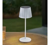 Lindby Lampada da tavolo LED ricaricabile Esali, bianca, scanalata, 29 cm LINDBY