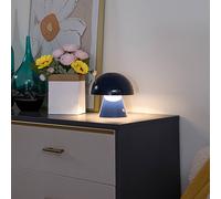 Lindby Lampada da tavolo ricaricabile a LED Nevijo, blu, Ø18cm, USB, dimmer LINDBY