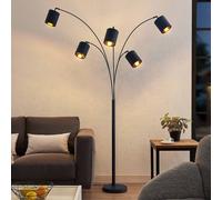 Lindby lampada da terra Abiram, nero/oro, tessuto, 70 cm LINDBY