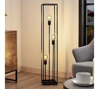Lindby lampada da terra Krisha, nero, metallo, a 3 luci, E27 LINDBY