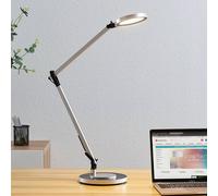 Lindby Lampada LED da scrivania Rilana, dimmer, argento LINDBY