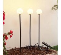 Lindby Lampada LED solare Brindley, set di 3, nero, vetro LINDBY