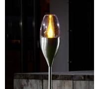 Lindby Lampada LED solare Jari, altezza 122 cm, acciaio inox, trasparente LINDBY