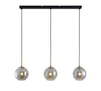 Lindby Lampadario a Sospensione Moderno 3 Sfere in Vetro Fumè, Luci E27 Sospeso Bolle per Cucina Sala da Pranzo Soggiorno Tavolo Ristorante Metallo 110 cm