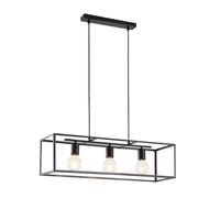 Lindby Lampadario a Sospensione Nero, Lampada Gabbia Nera Metallo Industrial Vintage Cucina Sala da Pranzo Ristorante 3 Luci E27 Plafoniera Led Soffitto Moderna Acciaio