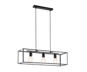 Lindby Lampadario a Sospensione Nero, Lampada Gabbia Nera Metallo Industrial Vintage Cucina Sala da Pranzo Ristorante 3 Luci E27 Plafoniera Led Soffitto Moderna Acciaio
