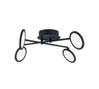 Lindby Lampadario Faretti da Soffitto Orientabili, Faretto LED Interno con 4 Luci 3000K Bianco Caldo Binario Metallo Nero Lampada per Soggiorno Cucina Corridoio