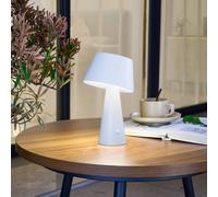 Lindby LED lampada solare da tavolo Lirinor, bianco, plastica, Ø 13 cm LINDBY