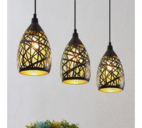 Lindby Marcello lampada a sospensione, 75 cm, a 3 luci, nero-oro LINDBY