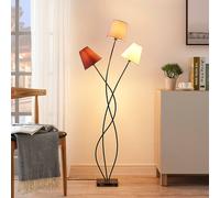 Lindby Melis piantana, 130 cm, 3 luci, tessuto LINDBY