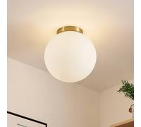 Lindby Meriala plafoniera ottone, vetro Ø 30cm LINDBY