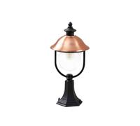 Lindby paletto luminoso nero, rame lampioncini da esterno | lampada da giardino IP44 protetto dagli spruzzi, E27, H: 52.5 cm, Vintage, in Alluminio, Rame per Terrazza