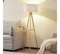 Lindby piantana Adamio, Ø 45,5 cm, bianco, tessuto, treppiede 10030211