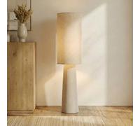 Lindby Piantana Elfie, altezza 124 cm, beige, lino, 2x E27 LINDBY