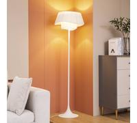 Lindby piantana Eryndor, bianco, tessuto, Ø 47 cm, E27 LINDBY